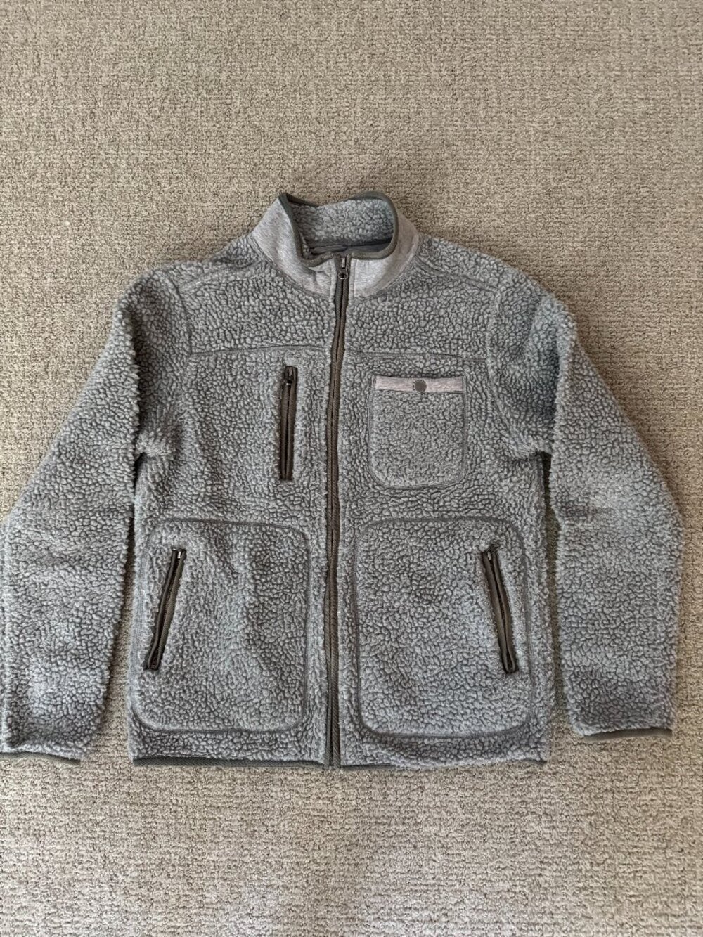 Marine Layer Tim Sherpa Full Zip Jacket, Heather Gray, Size S